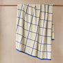 Cotton Knit Throw Blanket - Grid/Cobalt