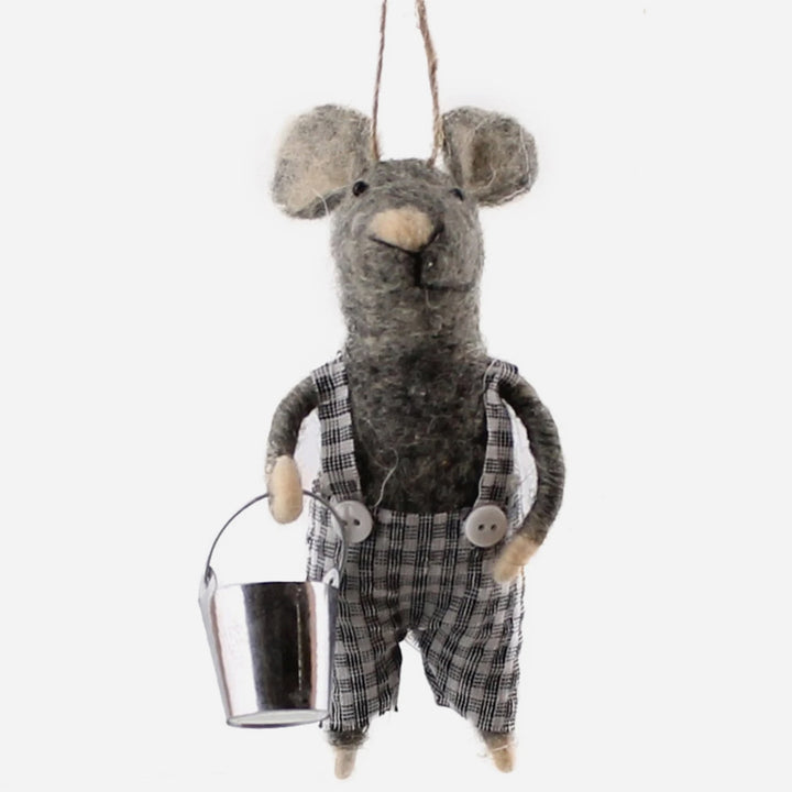 Boy Farmer Mouse Ornament