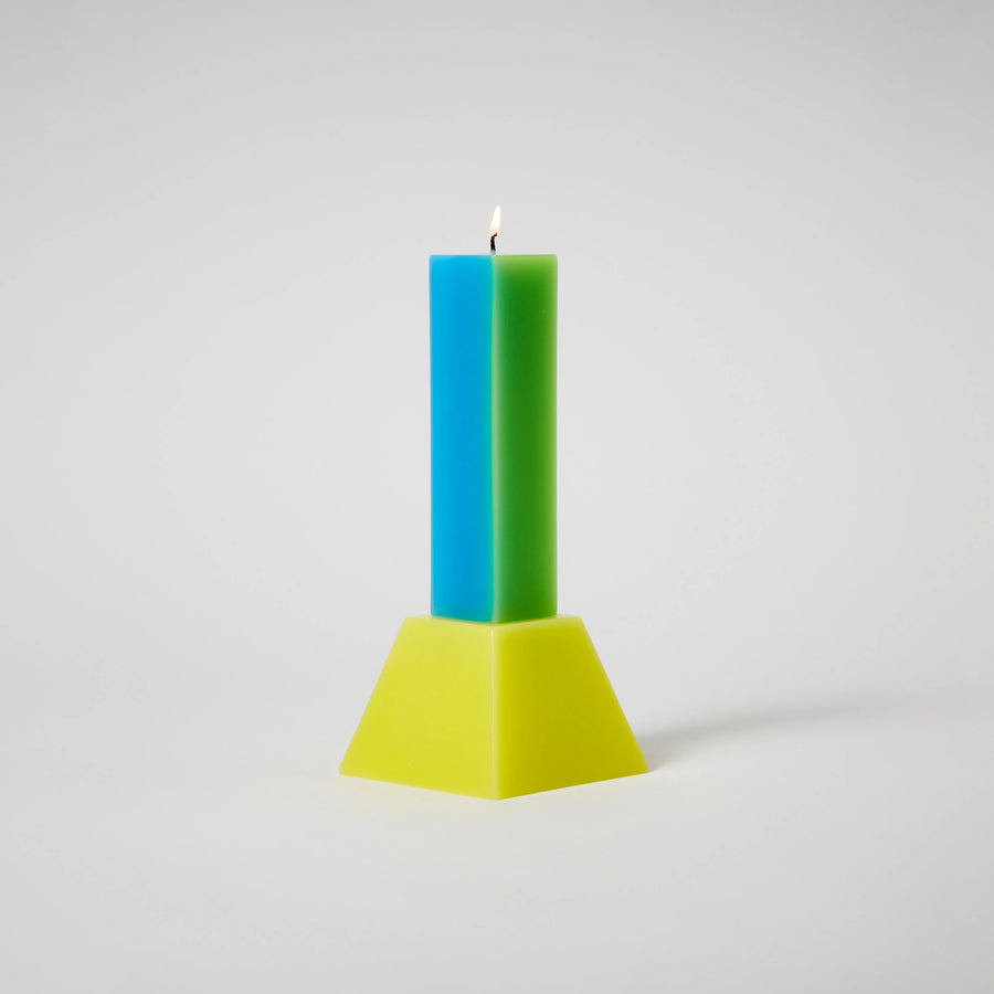 Happiness Pillar Candle (Blue/Green)