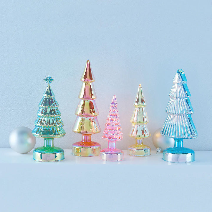 Colorful LED Lighted Trees - Set of 5 - Small
