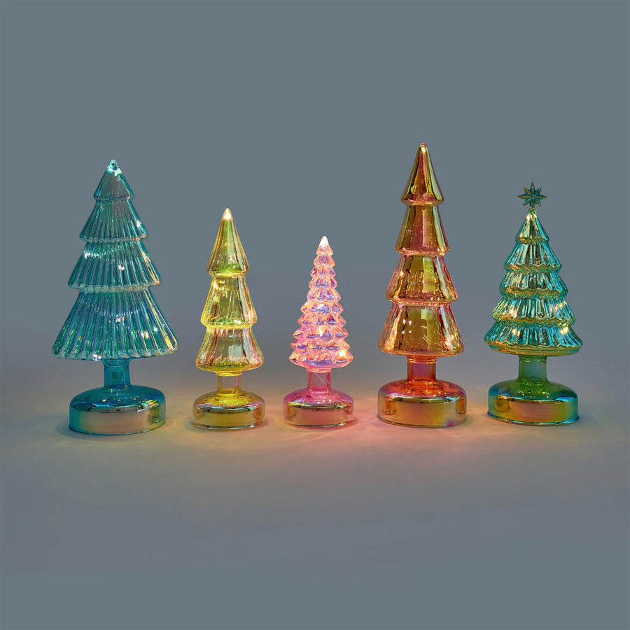 Colorful LED Lighted Trees - Set of 5 - Small