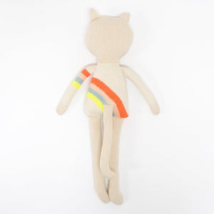 Dexter the Knitted Cat with Rainbow Jumper