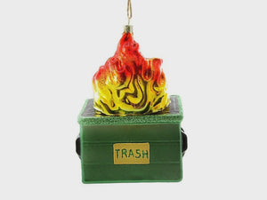 Dumpster Fire Glass Ornament