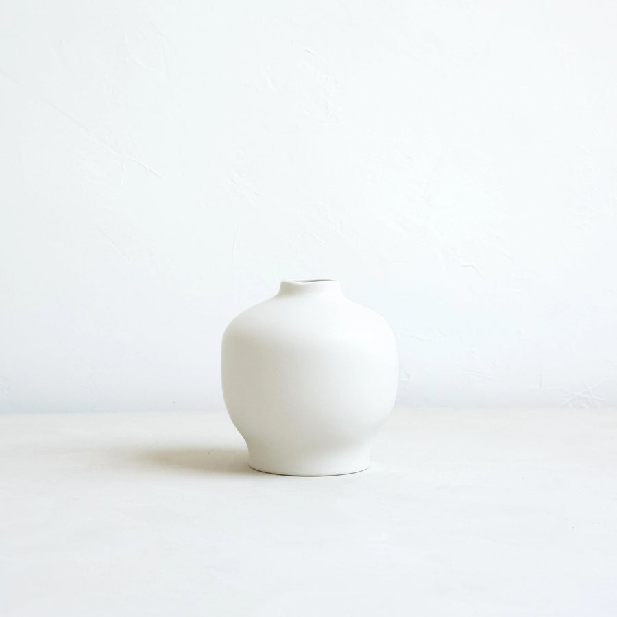 Ceramic Blossom Vase Wide -  Matte White
