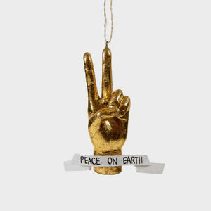 Gold Peace Hand Ornament