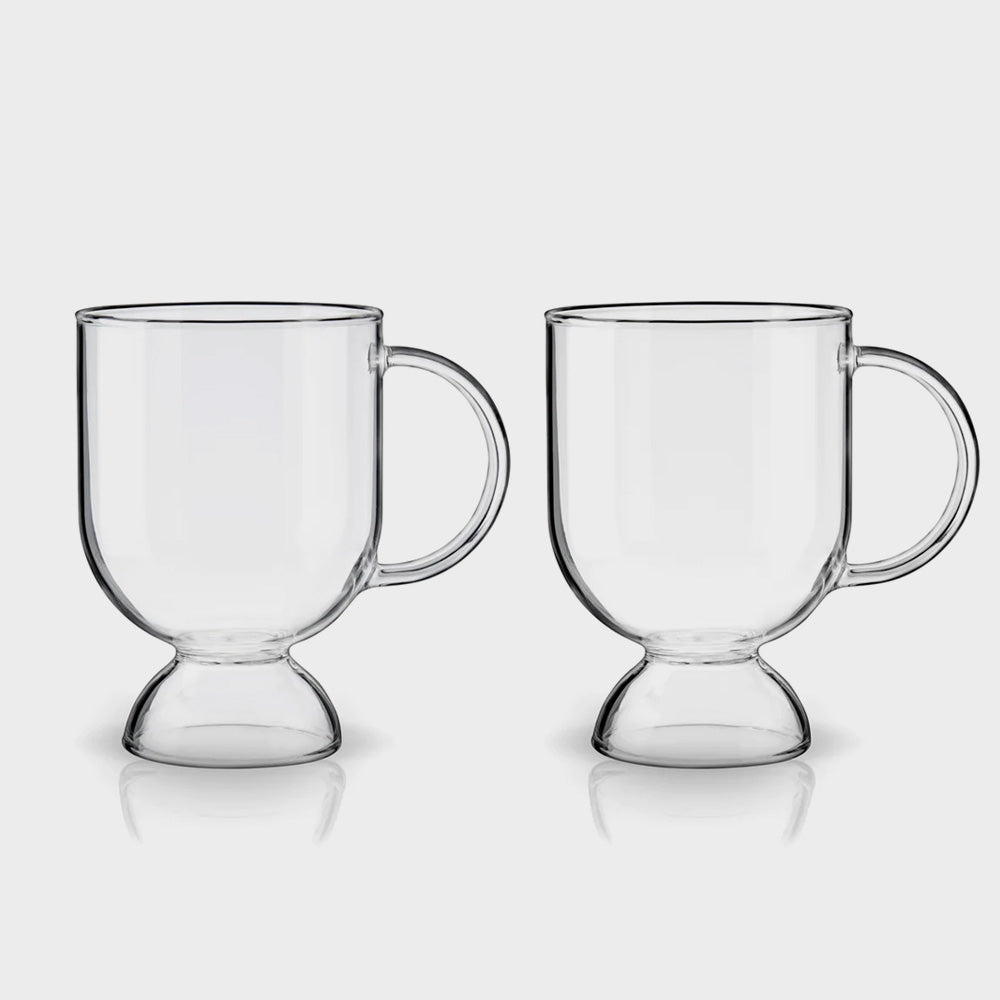 Viski Hot Toddy Glass - Irish Coffee Glasses for Mulled Wine, Spiked Cider,  Eggnog, Crystal Clear Mug Gift Set of 2, 12 oz