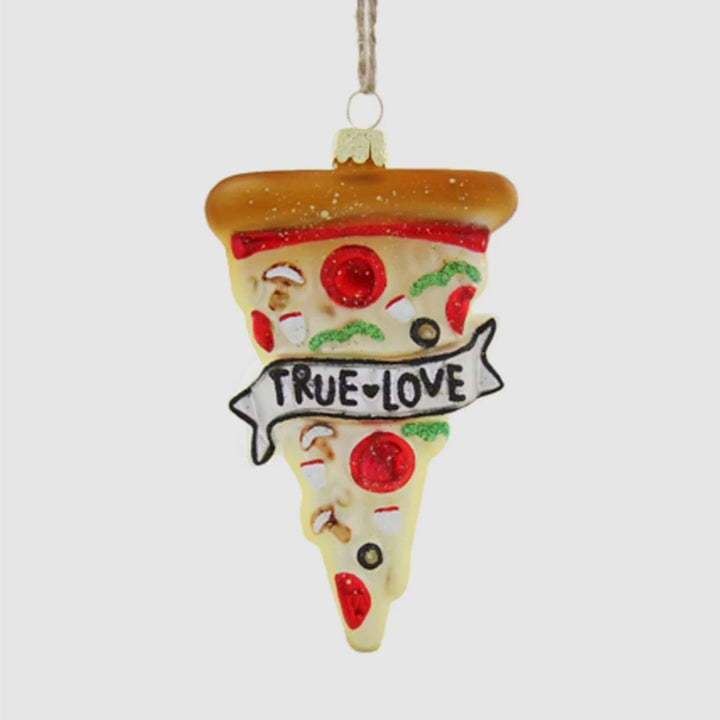 True Love Pizza Glass Ornament
